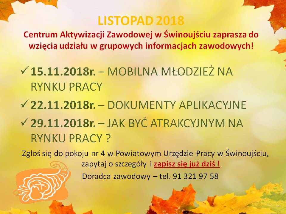 Grupowe informacje zawodowe – listopad 2018