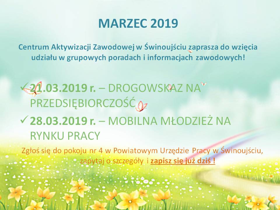 Grupowe porady i informacje zawodowe – Marzec 2019